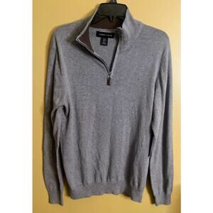Harrison Davis Men's 1/4 Zip Gray Cotton Sweater Size Medium